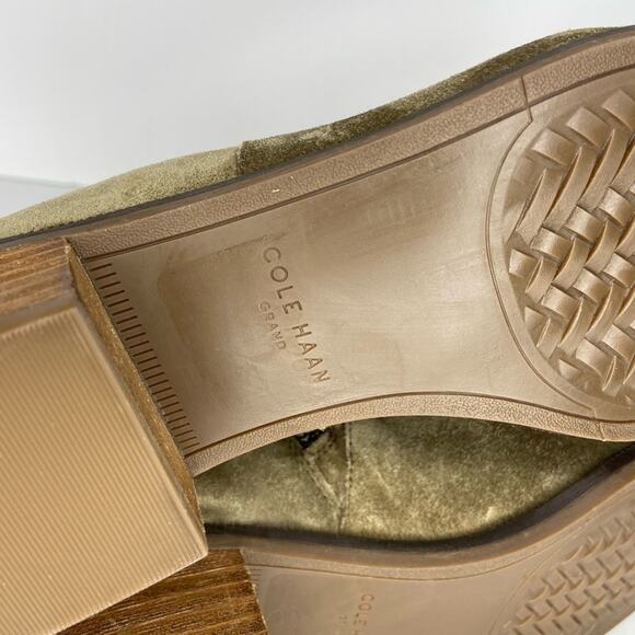 New Cole Haan Maci Western Ankle Boots Pull On Olive Green Suede Heeled US 7 - Picture 9 of 10